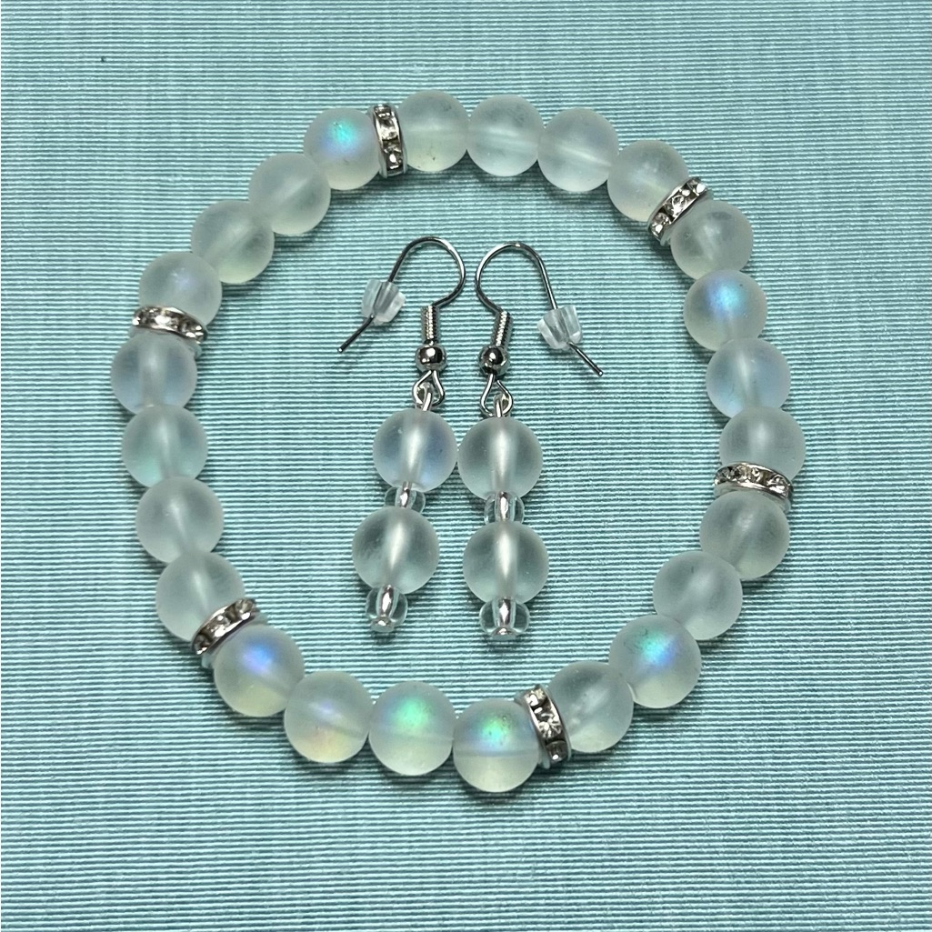 Mermaid Glass Silver Jewelry Set